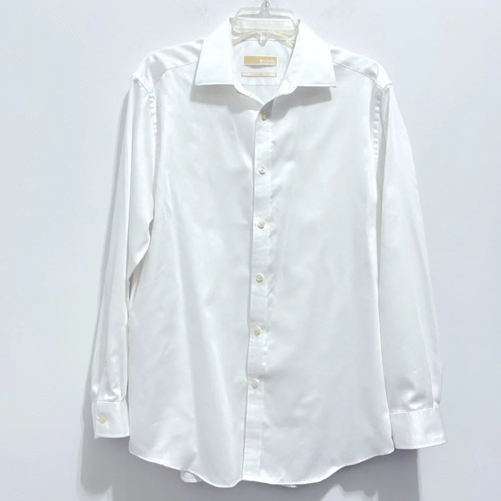 MICHAEL Michael Kors Slim Fit Women White Poplin Button Down Professional Shirt